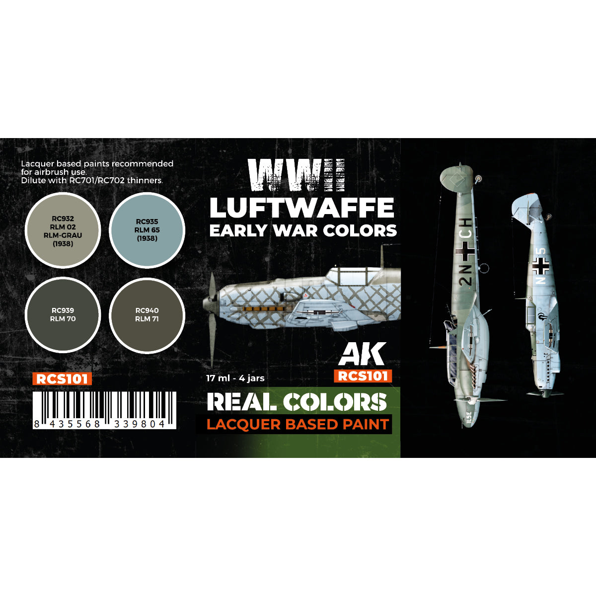 AK-Interactive: Real Colors Lacquer Paint Set WWII Luftwaffe Early War Color (4 colors)