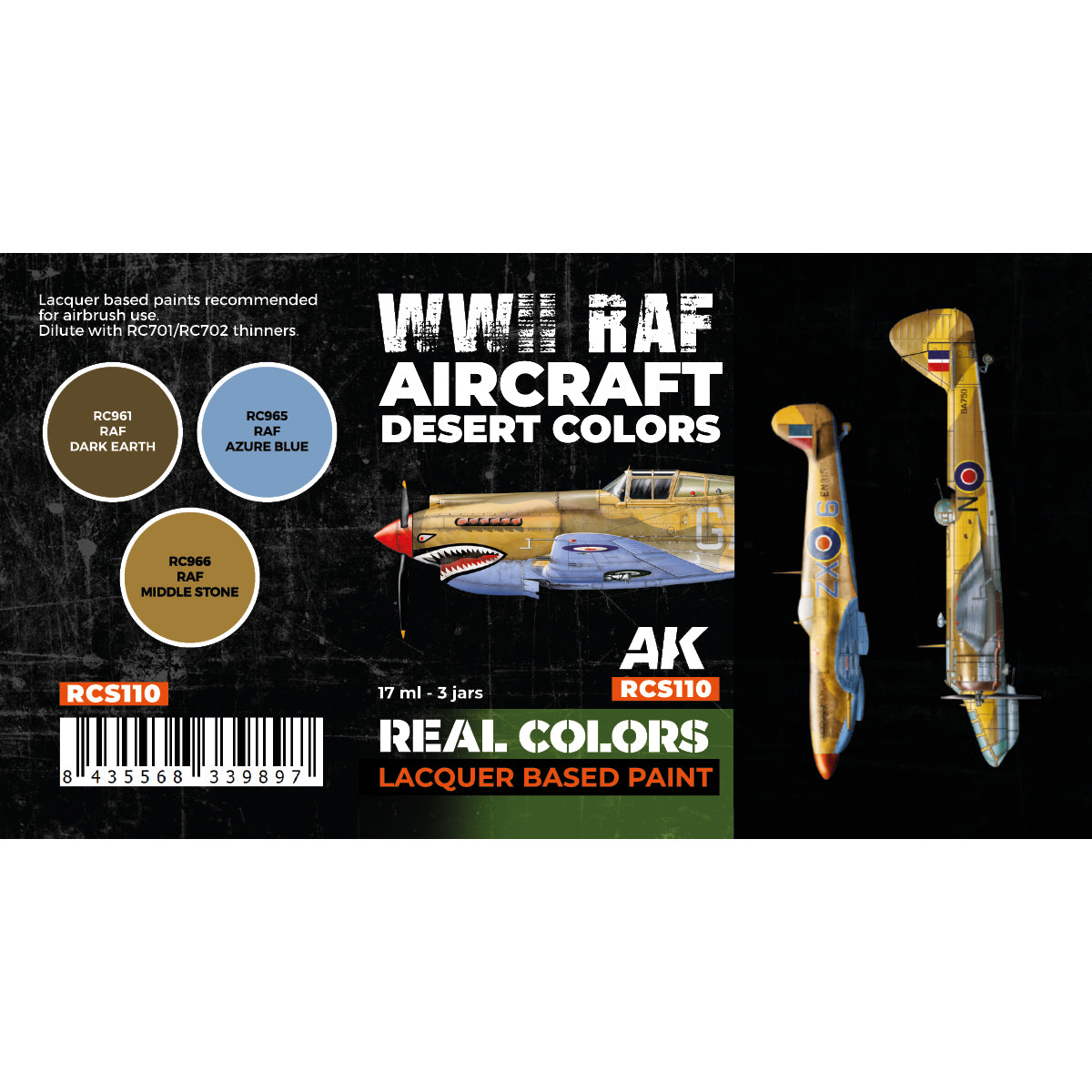 AK-Interactive: Real Colors Lacquer Paint Set WWII RAF Aircraft Desert Colors (3 colors) RCS110