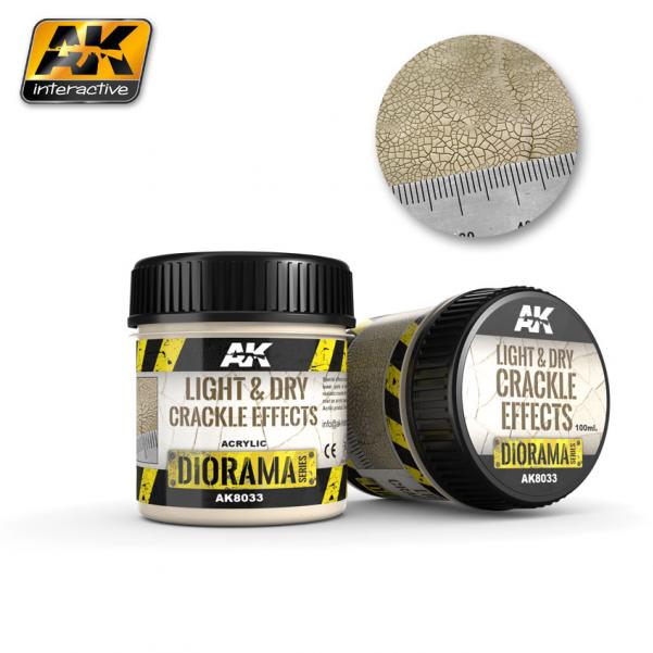 AK-Interactive: (Texture) LIGHT & DRY CRACKLE EFFECTS - 100ml (Acrylic)